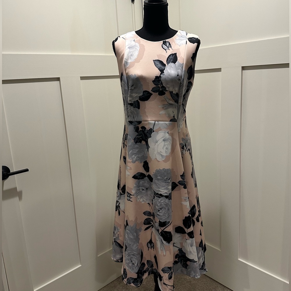 Calvin Klein Blush Floral Print midi dress - Picture 1 of 7
